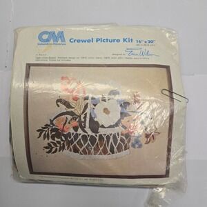 Vintage Columbia Minerva Erica Wilson Crewel Picture Kit Tiger Lillies 7160 1980